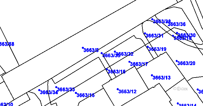 Parcela st. 3663/35 v KÚ Znojmo-město, Katastrální mapa