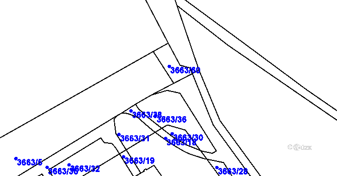 Parcela st. 3663/37 v KÚ Znojmo-město, Katastrální mapa
