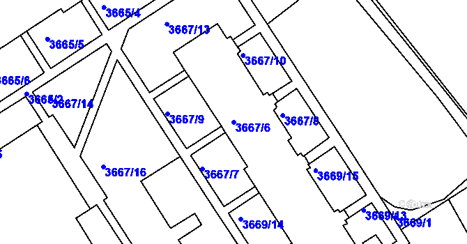 Parcela st. 3667/6 v KÚ Znojmo-město, Katastrální mapa
