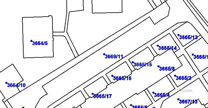 Parcela st. 3669/11 v KÚ Znojmo-město, Katastrální mapa