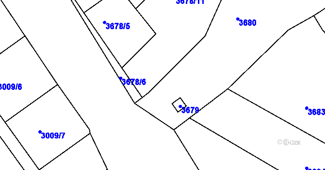 Parcela st. 3678/7 v KÚ Znojmo-město, Katastrální mapa