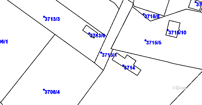 Parcela st. 3713/1 v KÚ Znojmo-město, Katastrální mapa