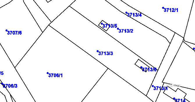 Parcela st. 3713/3 v KÚ Znojmo-město, Katastrální mapa