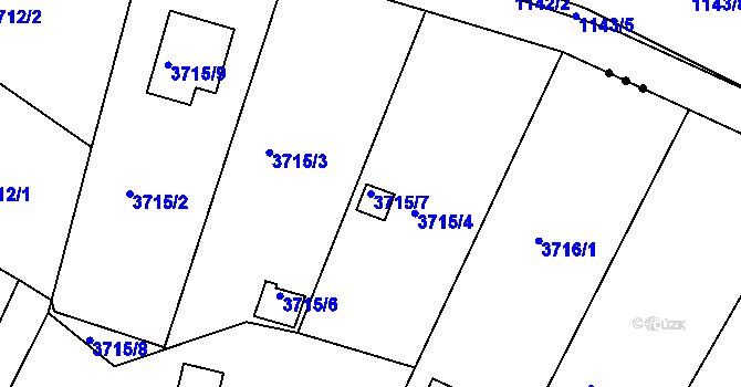 Parcela st. 3715/7 v KÚ Znojmo-město, Katastrální mapa