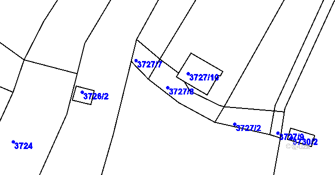Parcela st. 3727/8 v KÚ Znojmo-město, Katastrální mapa