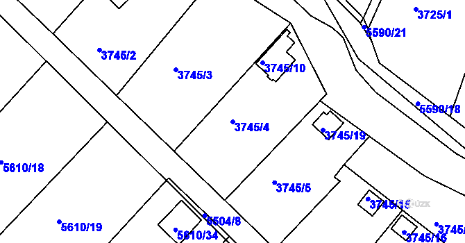 Parcela st. 3745/4 v KÚ Znojmo-město, Katastrální mapa