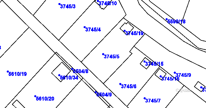 Parcela st. 3745/5 v KÚ Znojmo-město, Katastrální mapa