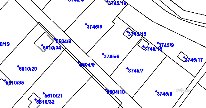 Parcela st. 3745/6 v KÚ Znojmo-město, Katastrální mapa