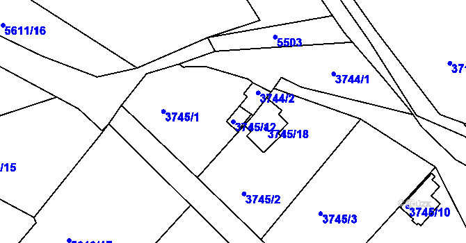 Parcela st. 3745/12 v KÚ Znojmo-město, Katastrální mapa