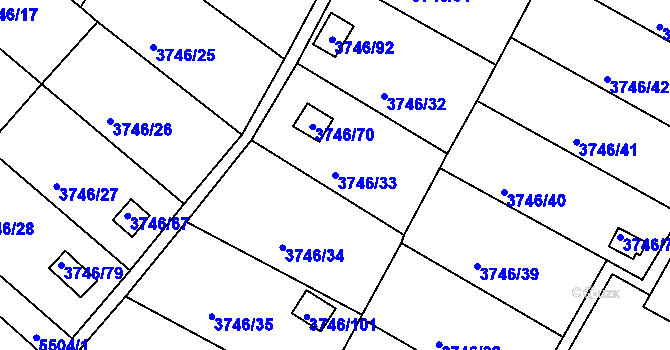 Parcela st. 3746/33 v KÚ Znojmo-město, Katastrální mapa