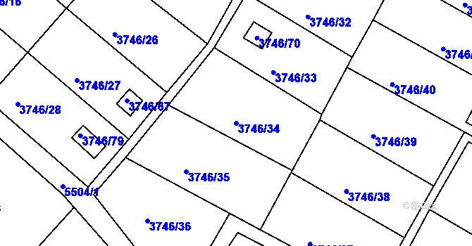 Parcela st. 3746/34 v KÚ Znojmo-město, Katastrální mapa