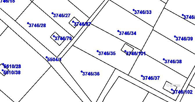 Parcela st. 3746/35 v KÚ Znojmo-město, Katastrální mapa