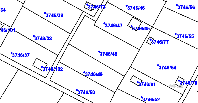 Parcela st. 3746/48 v KÚ Znojmo-město, Katastrální mapa