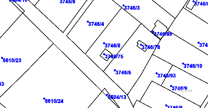 Parcela st. 3746/75 v KÚ Znojmo-město, Katastrální mapa