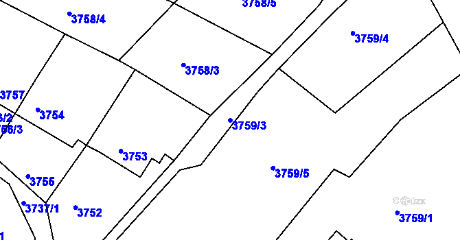 Parcela st. 3759/3 v KÚ Znojmo-město, Katastrální mapa