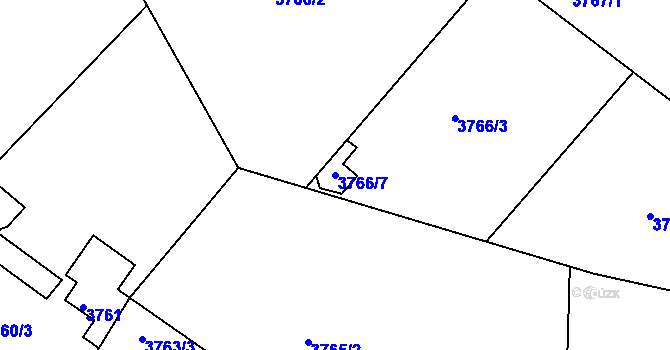 Parcela st. 3766/7 v KÚ Znojmo-město, Katastrální mapa