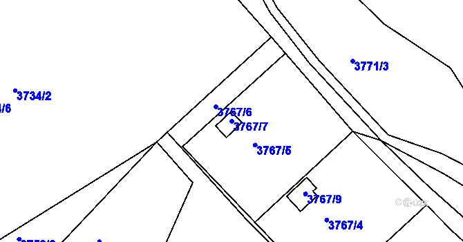 Parcela st. 3767/7 v KÚ Znojmo-město, Katastrální mapa