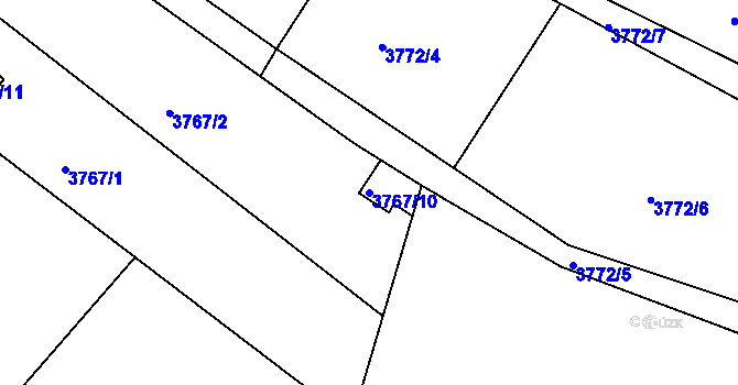 Parcela st. 3767/10 v KÚ Znojmo-město, Katastrální mapa