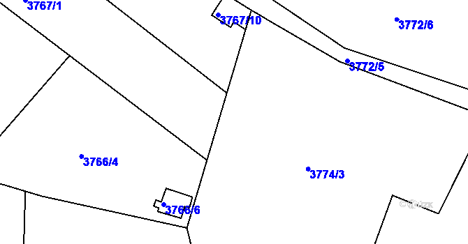 Parcela st. 3774/4 v KÚ Znojmo-město, Katastrální mapa