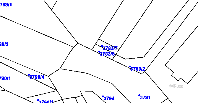 Parcela st. 3783/6 v KÚ Znojmo-město, Katastrální mapa