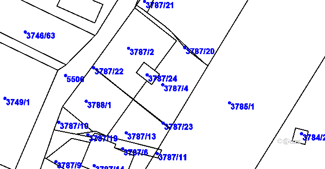 Parcela st. 3787/4 v KÚ Znojmo-město, Katastrální mapa