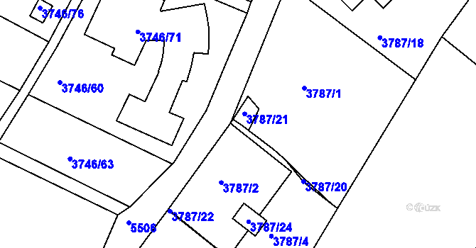 Parcela st. 3787/8 v KÚ Znojmo-město, Katastrální mapa