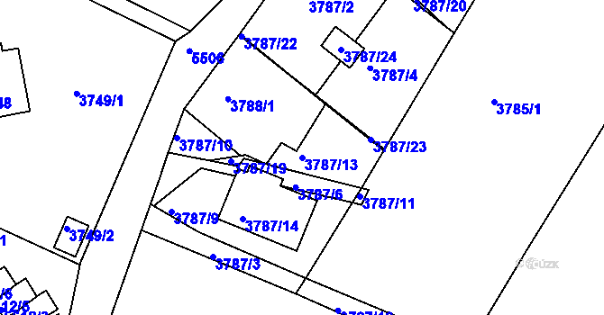 Parcela st. 3787/13 v KÚ Znojmo-město, Katastrální mapa