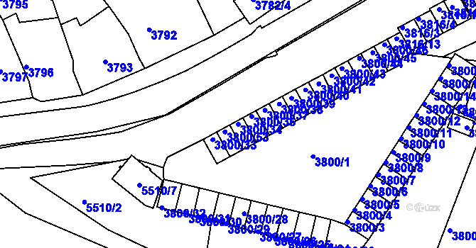Parcela st. 3800/34 v KÚ Znojmo-město, Katastrální mapa