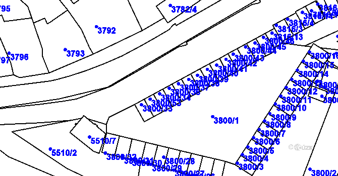 Parcela st. 3800/36 v KÚ Znojmo-město, Katastrální mapa