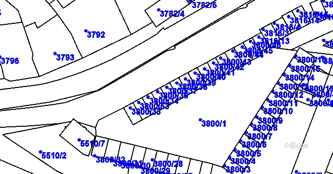 Parcela st. 3800/37 v KÚ Znojmo-město, Katastrální mapa