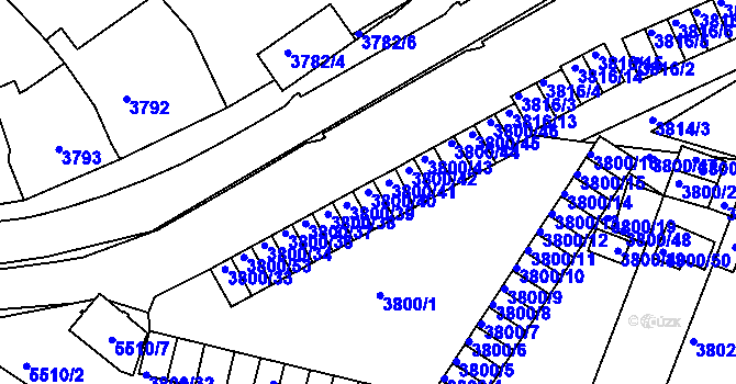 Parcela st. 3800/40 v KÚ Znojmo-město, Katastrální mapa