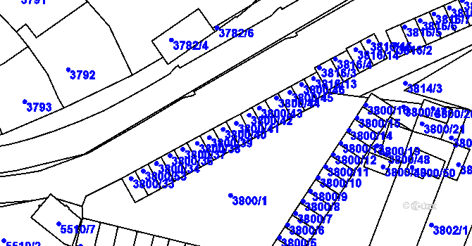 Parcela st. 3800/41 v KÚ Znojmo-město, Katastrální mapa
