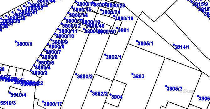 Parcela st. 3802/1 v KÚ Znojmo-město, Katastrální mapa