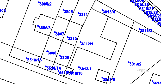 Parcela st. 3812/1 v KÚ Znojmo-město, Katastrální mapa