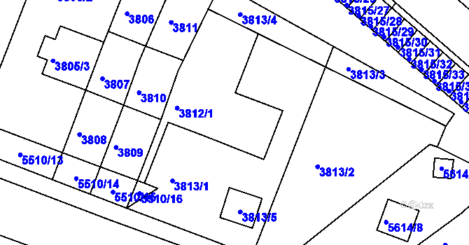 Parcela st. 3812/2 v KÚ Znojmo-město, Katastrální mapa