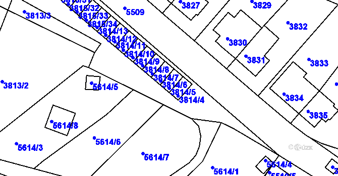 Parcela st. 3814/5 v KÚ Znojmo-město, Katastrální mapa