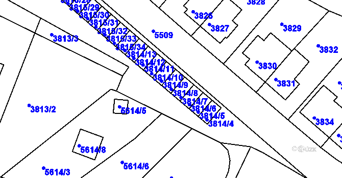 Parcela st. 3814/8 v KÚ Znojmo-město, Katastrální mapa