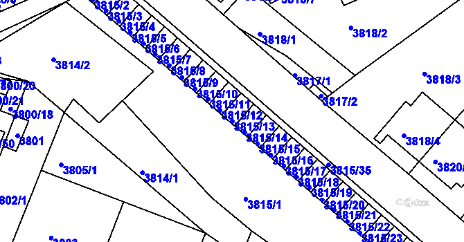 Parcela st. 3815/13 v KÚ Znojmo-město, Katastrální mapa