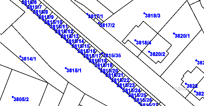 Parcela st. 3815/35 v KÚ Znojmo-město, Katastrální mapa