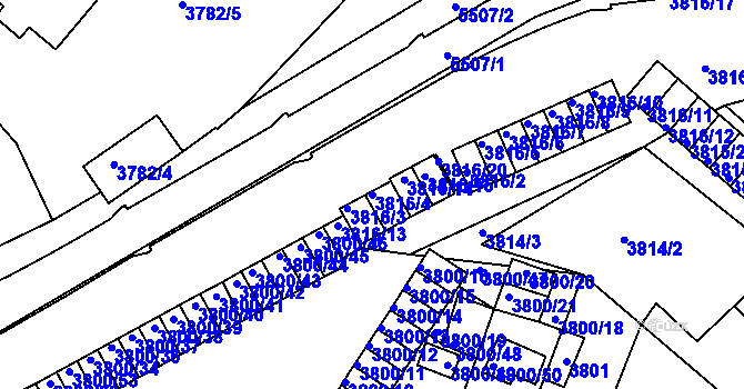 Parcela st. 3816/4 v KÚ Znojmo-město, Katastrální mapa