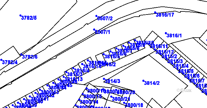Parcela st. 3816/5 v KÚ Znojmo-město, Katastrální mapa