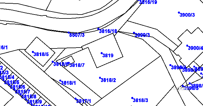Parcela st. 3819 v KÚ Znojmo-město, Katastrální mapa