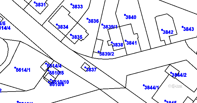Parcela st. 3839/2 v KÚ Znojmo-město, Katastrální mapa