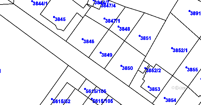Parcela st. 3849 v KÚ Znojmo-město, Katastrální mapa