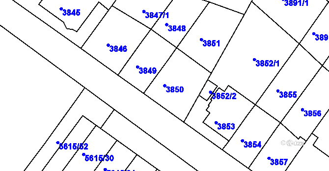 Parcela st. 3850 v KÚ Znojmo-město, Katastrální mapa