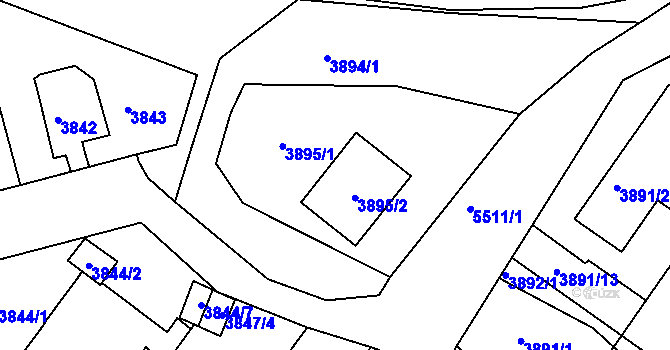 Parcela st. 3895 v KÚ Znojmo-město, Katastrální mapa