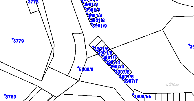 Parcela st. 3901/6 v KÚ Znojmo-město, Katastrální mapa