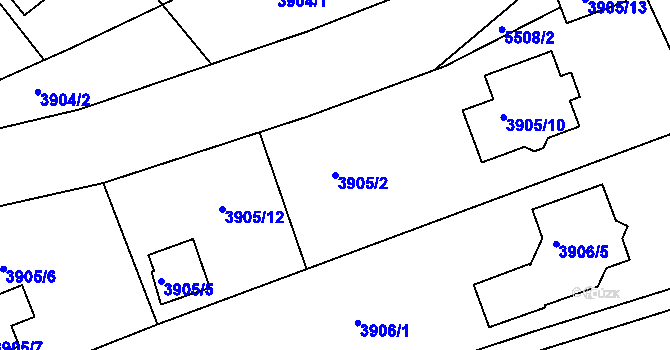 Parcela st. 3905/2 v KÚ Znojmo-město, Katastrální mapa