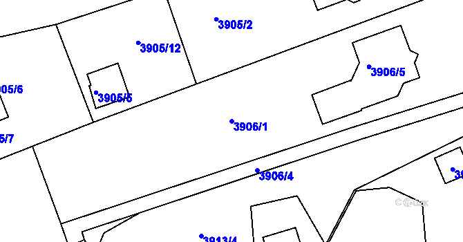 Parcela st. 3906/1 v KÚ Znojmo-město, Katastrální mapa