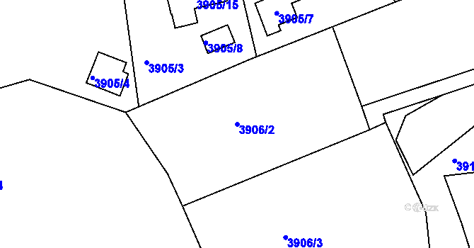 Parcela st. 3906/2 v KÚ Znojmo-město, Katastrální mapa